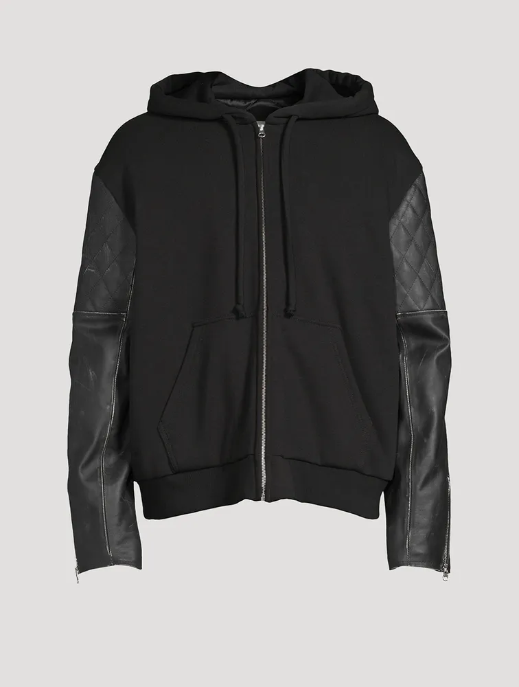 MM6 MAISON MARGIELA Zip Hoodie With Leather Sleeve