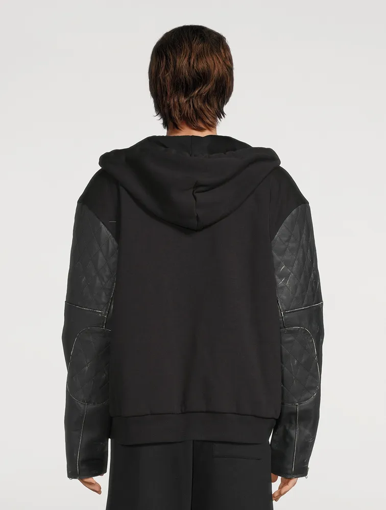 MM6 MAISON MARGIELA Zip Hoodie With Leather Sleeve