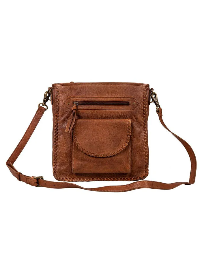 Myra Bag S-8135 Womens Santa Clara Canyon Stitched Leather Bag Brown