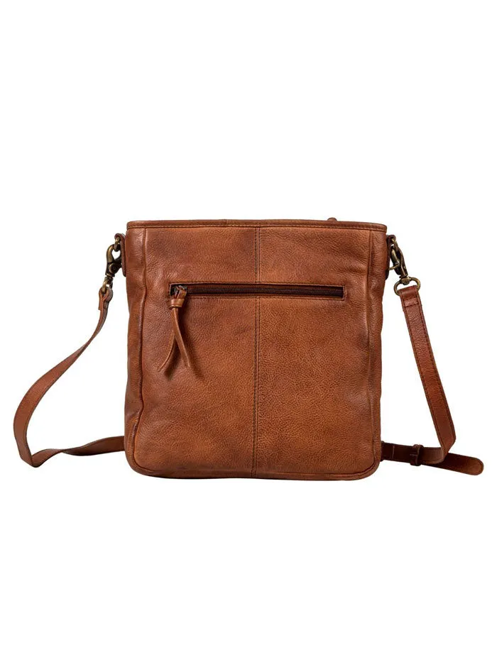 Myra Bag S-8135 Womens Santa Clara Canyon Stitched Leather Bag Brown