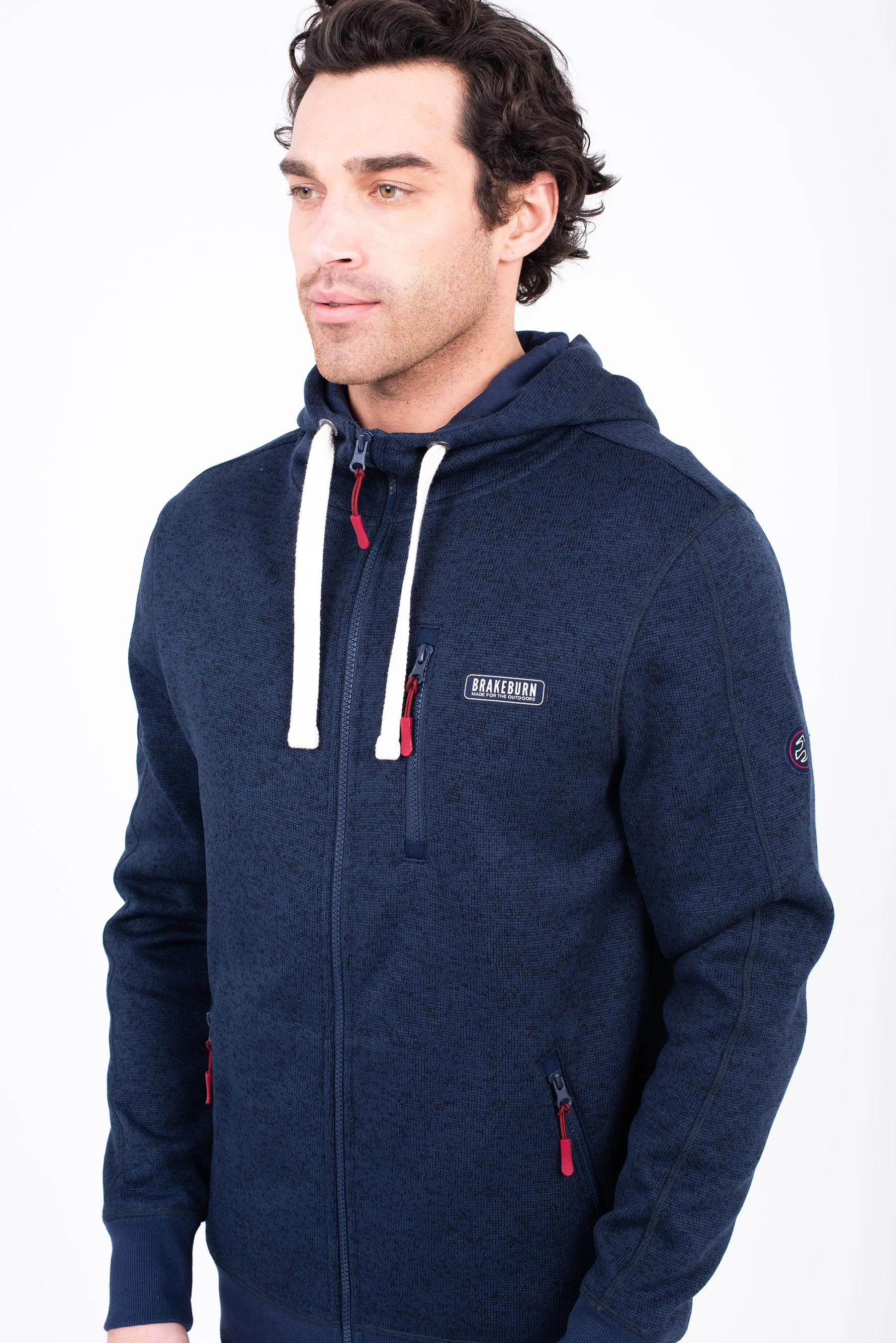 Navy Marl Zip Thru Hoodie