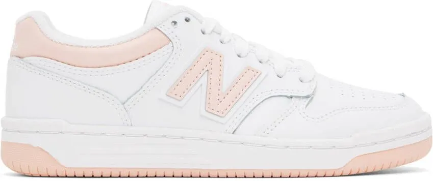 New Balance White & Pink 480 Sneakers