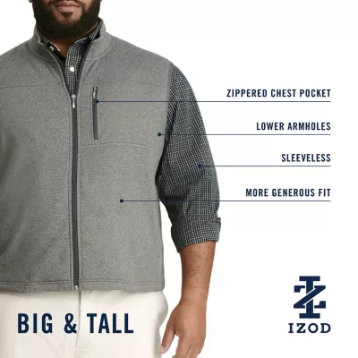 new!IZOD Mens Fleece Big and Tall Lightweight Vest Jacket