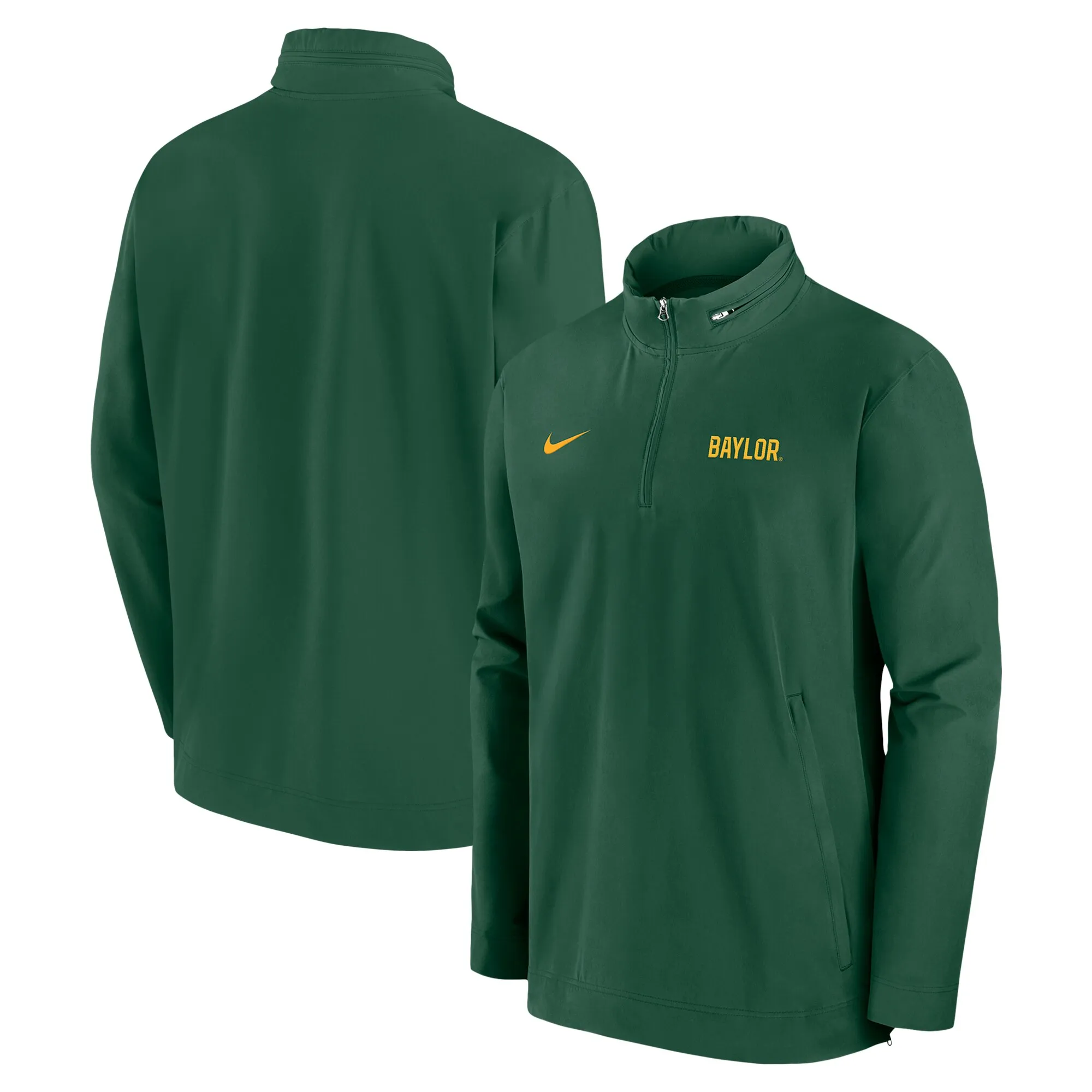 Nike Baylor Bears Green 2024 Sideline Coach Quarter-Zip Hoodie Jacket