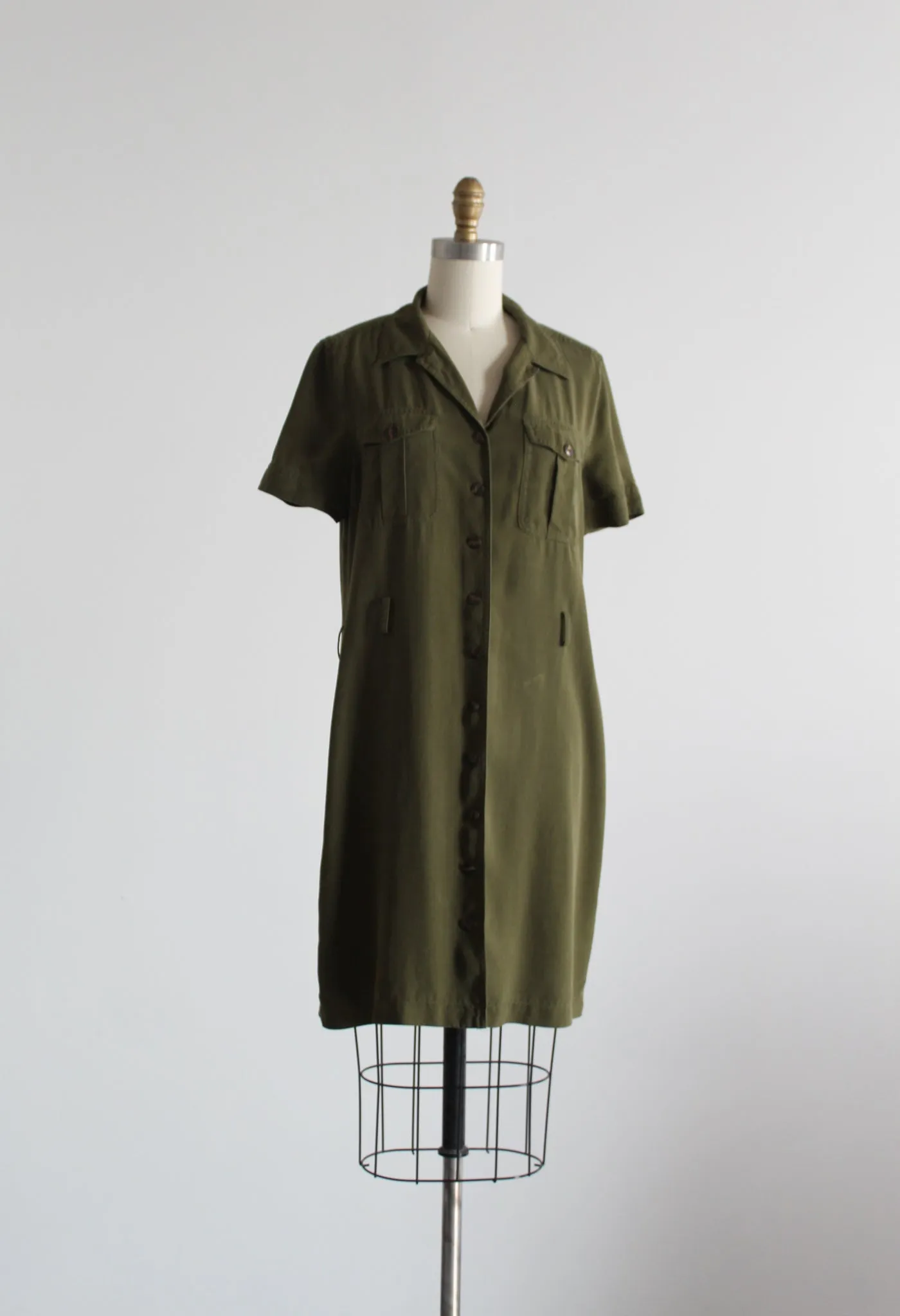 olive silk dress