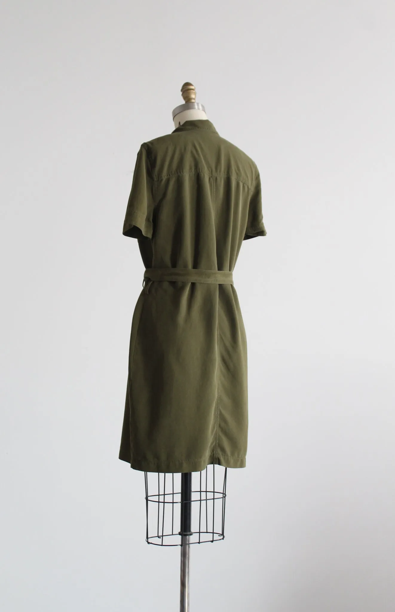 olive silk dress