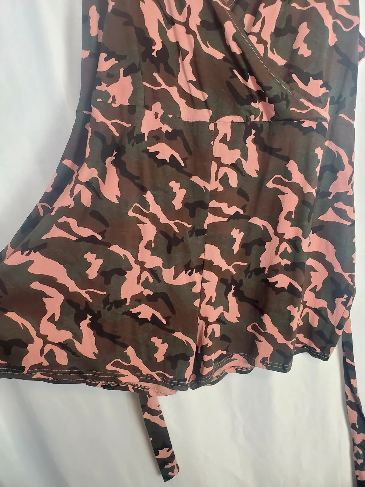 One Day Size 28 Pink & Green Camouflage Shorts Romper NWT