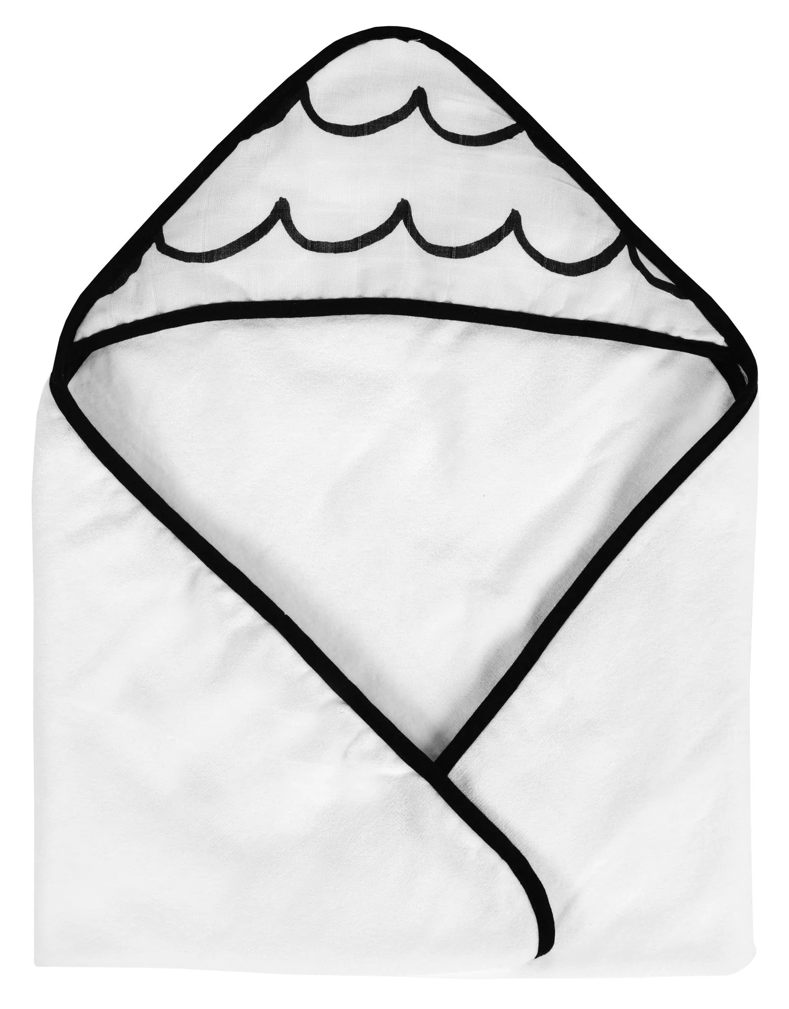 Organic Cotton Muslin + Terry Hooded Towel -  Waves