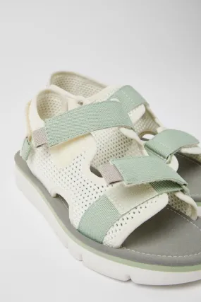 Oruga White, green, and grey sandals for women