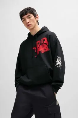 Oversize-fit cotton fanwear hoodie with special branding