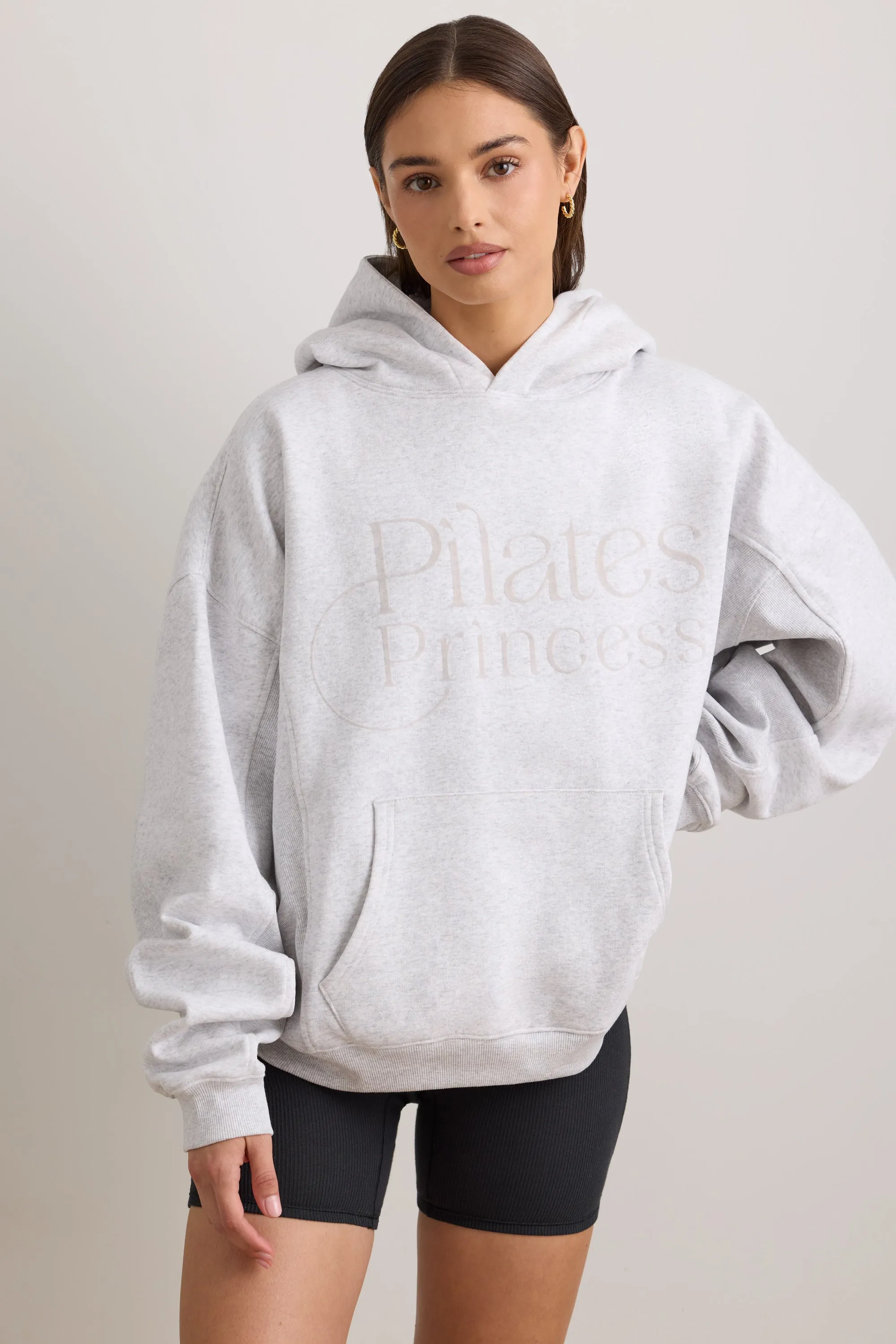 Oversized Hooded Sweatshirt in Light Grey Melange