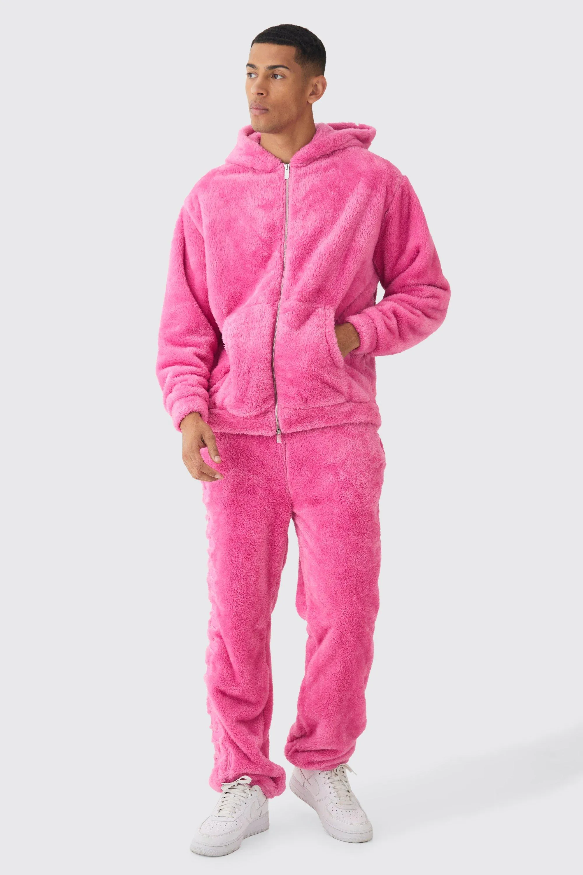 Oversized Worldwide Large Applique Teddy Borg Hooded Tracksuit