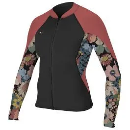 O'Neill Bahia 1.5mm Womens Full-Zip Wetsuit Jacket - Black/Twiggy/Tea Rose