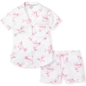 Petite Plume Women's Short Sleeve Short Set, English Rose Floral