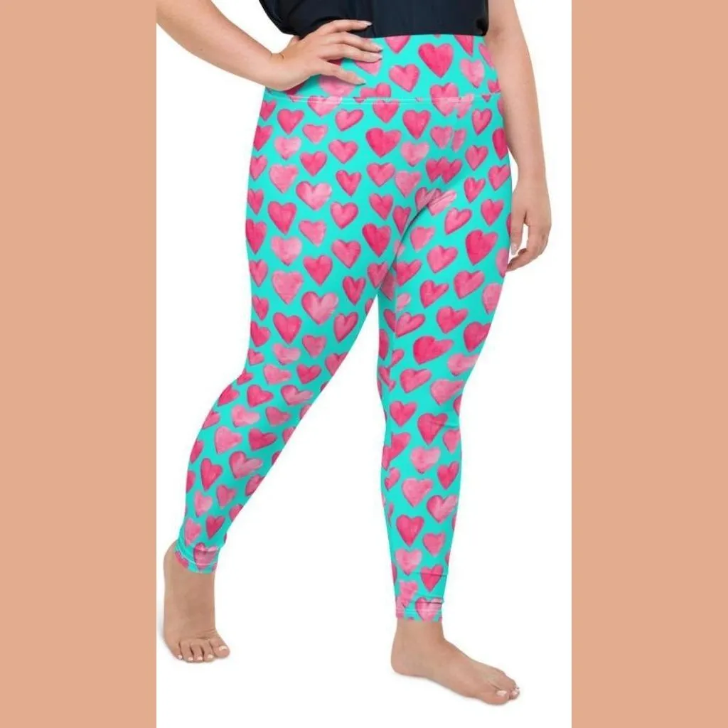 Pink Hearts Plus Size Leggings