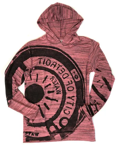 Pink Manhole Cover Lightweight Jersey Pullover Hoodie, Spirit of Detroit - LIMITED EDITION!