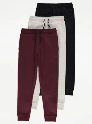 Plain Cuffed Joggers 3 Pack | Kids | George at ASDA