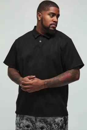 Plus Slim Faux Suede Polo