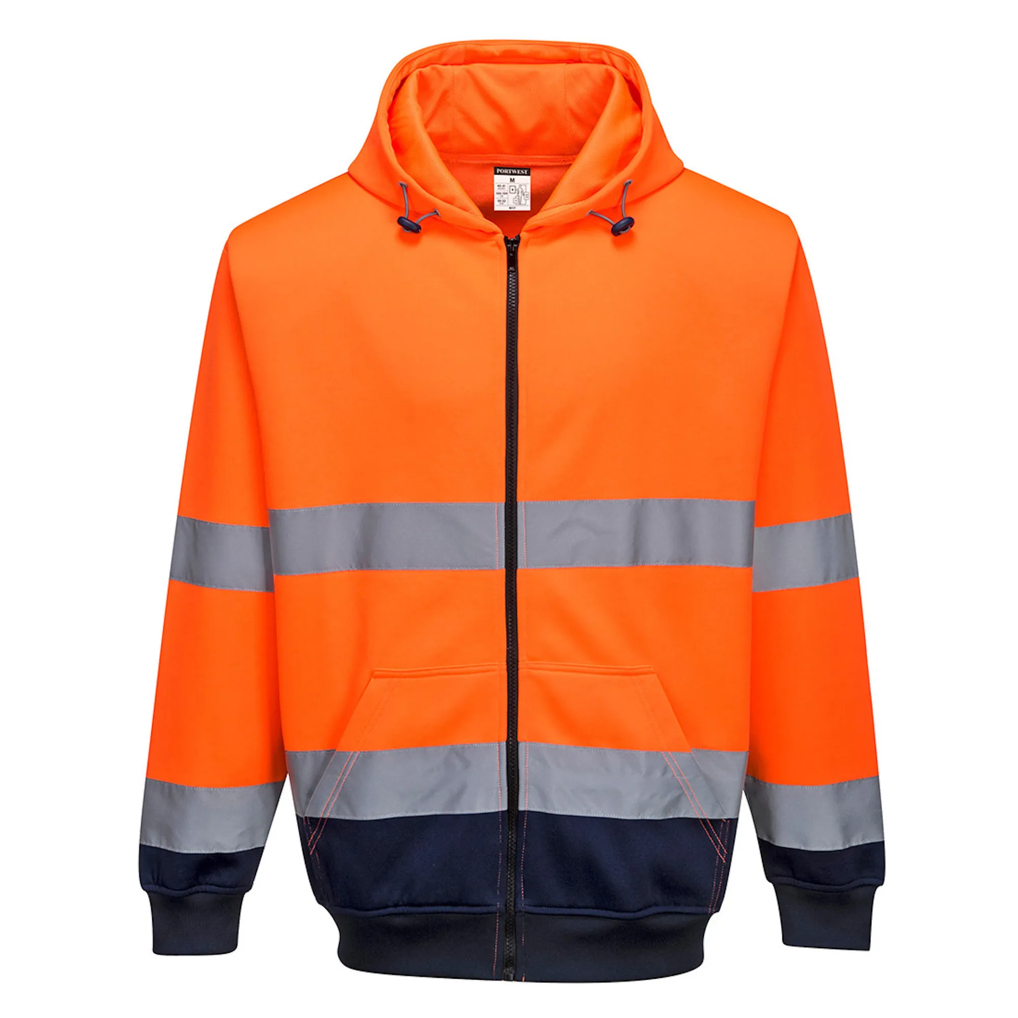 Portwest Hi-Vis Zip Up Hoodie Orange/Navy