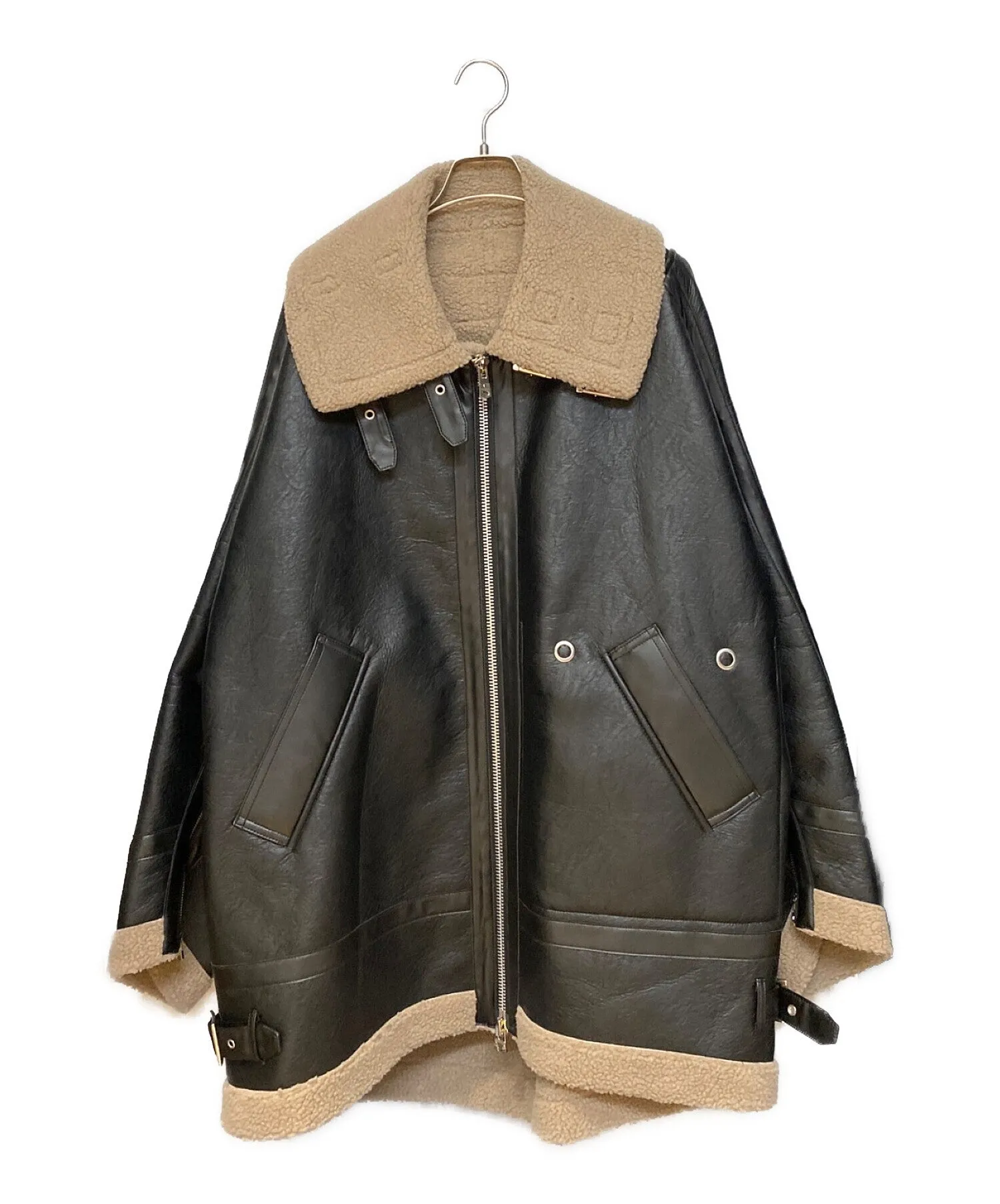 [Pre-owned] TAKAHIROMIYASHITA TheSoloIst. 22AW Double-zip balloon-shaped faux-mouton flight jacket sj.0013AW22