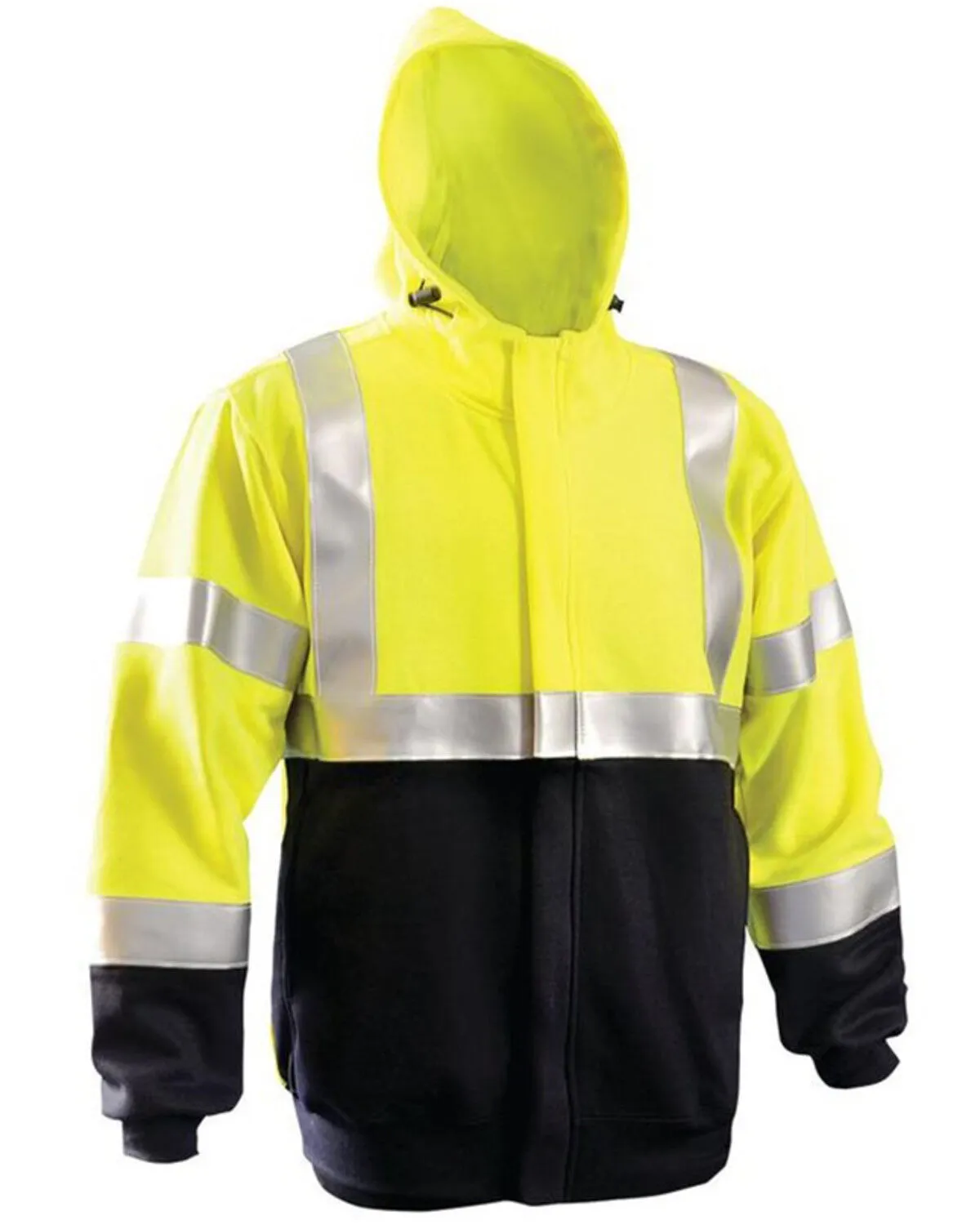 Product Name:  OccuNomix Men's FR Hi-Vis Extended Zip-Front Hooded Work Jacket