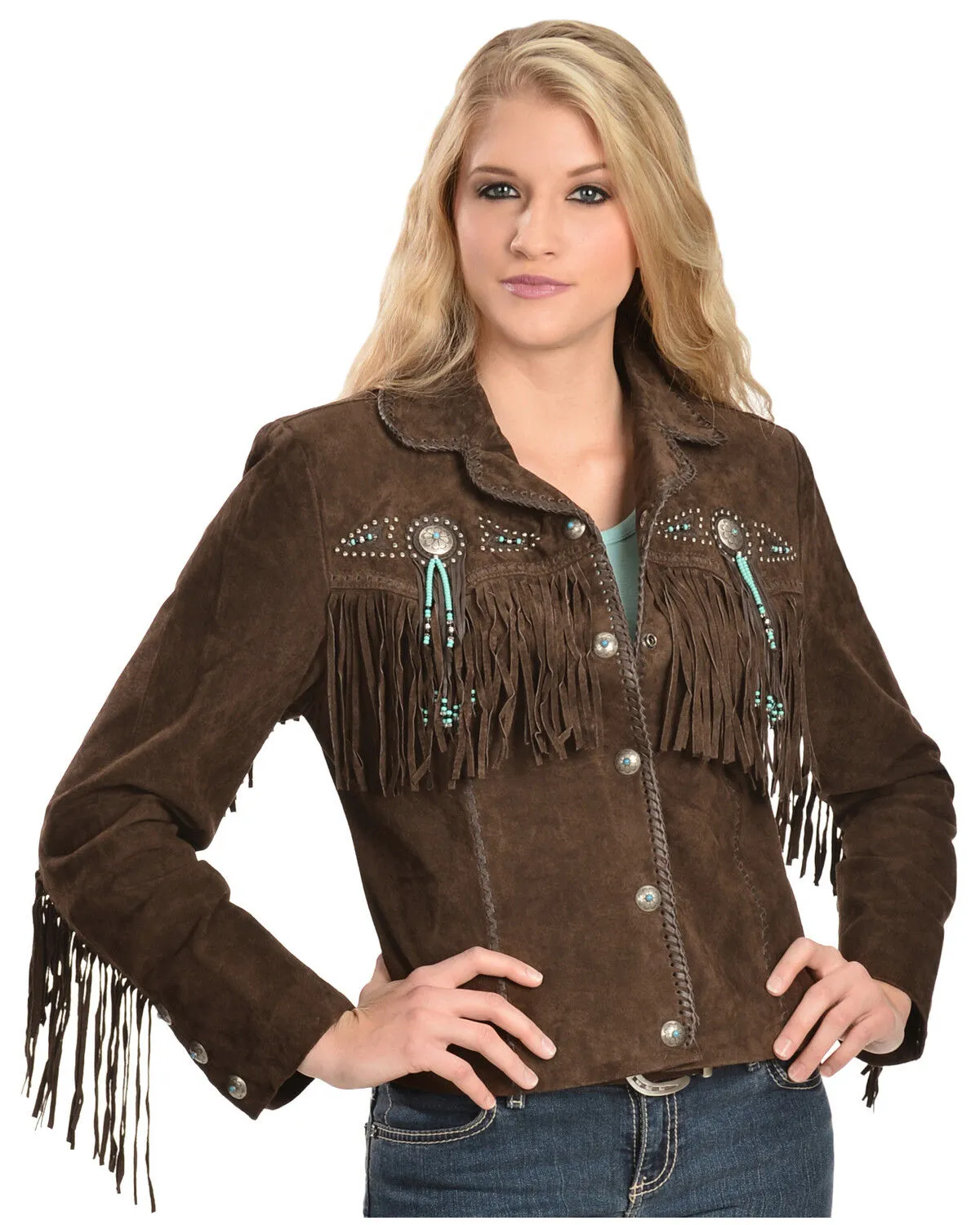 Product Name:  Scully Fringe & Beaded Boar Suede Leather Jacket