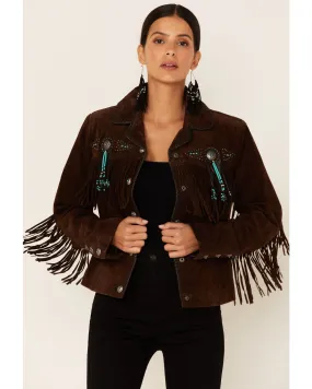 Product Name:  Scully Fringe & Beaded Boar Suede Leather Jacket