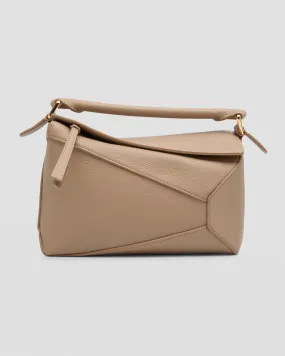 Puzzle Edge Small Top-Handle Bag in Soft Grained Leather