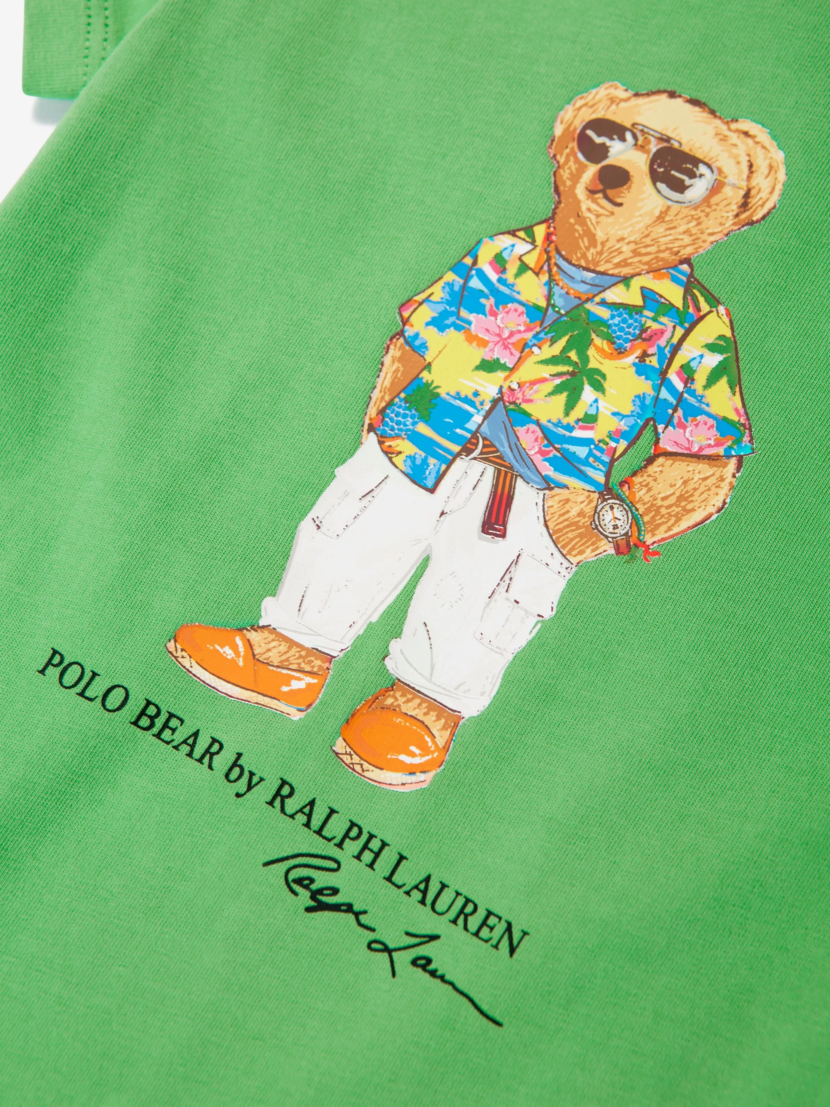 Ralph Lauren Baby Boys Bear Romper in Green