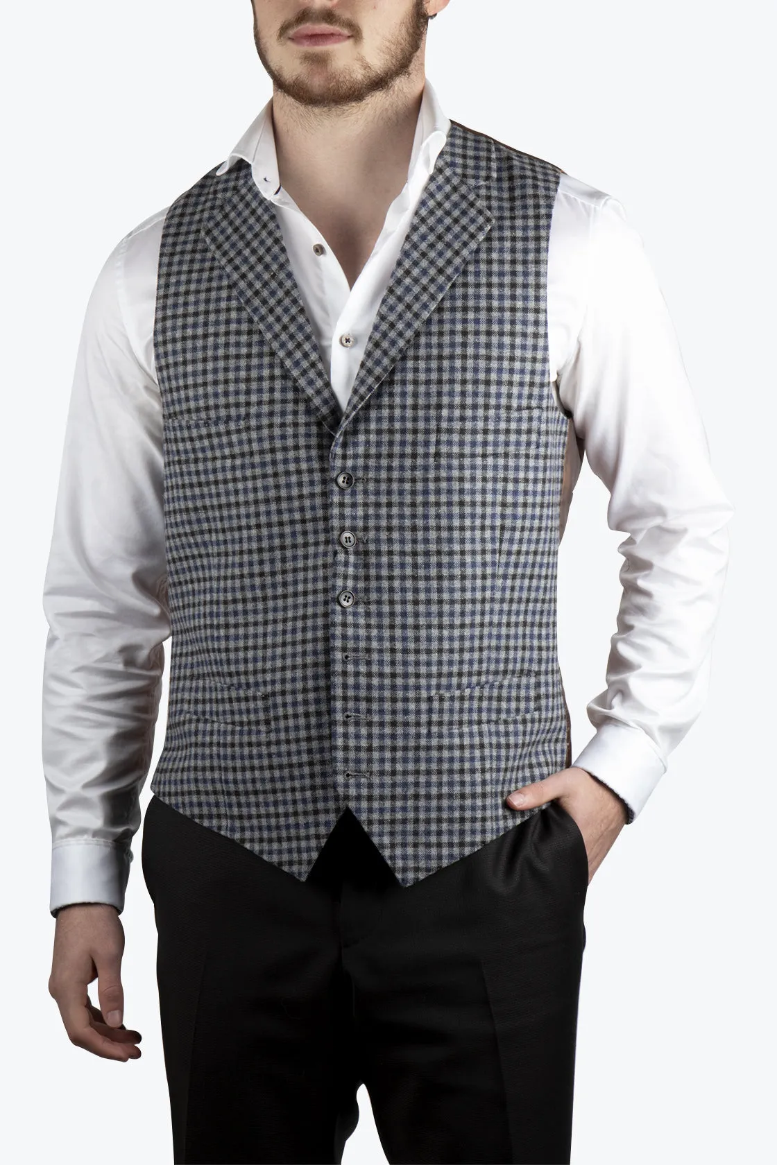 Rembrandt Shelby Gun Check Waistcoat Grey