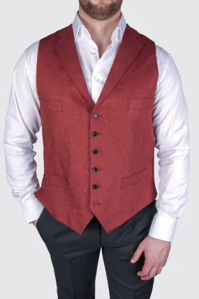 Rembrandt Shelby Herringbone Linen Waistcoat Red