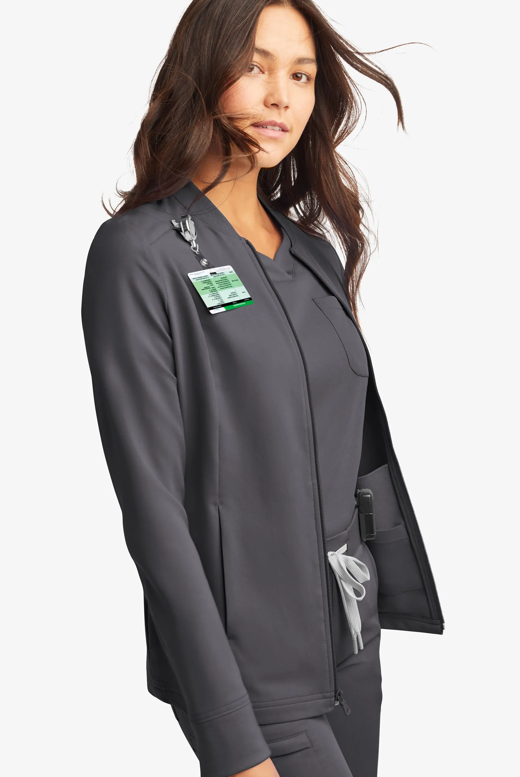 ReSurge Quartz Women’s 6-Pocket Long Sleeve Zip Front Scrub Jacket