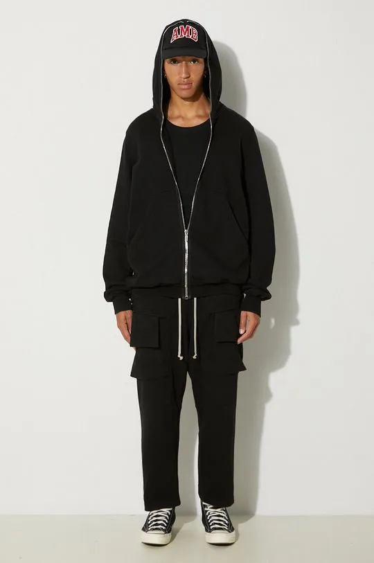 Rick Owens cotton sweatshirt Jumbo Gimp men's black color hooded smooth DU02D2283.F