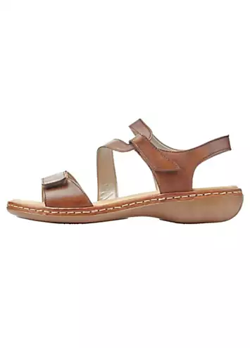 Rieker 659C7 Ladies Brown Hook & Loop Sandals | Grattan