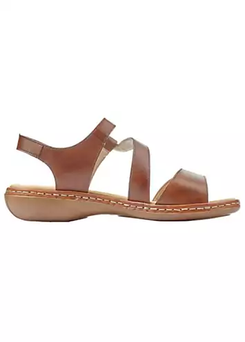 Rieker 659C7 Ladies Brown Hook & Loop Sandals | Grattan