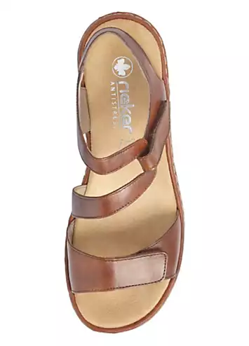 Rieker 659C7 Ladies Brown Hook & Loop Sandals | Grattan