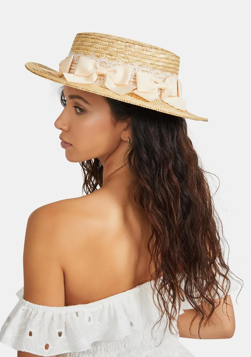 Rose Country Paradise Bow Straw Hat-