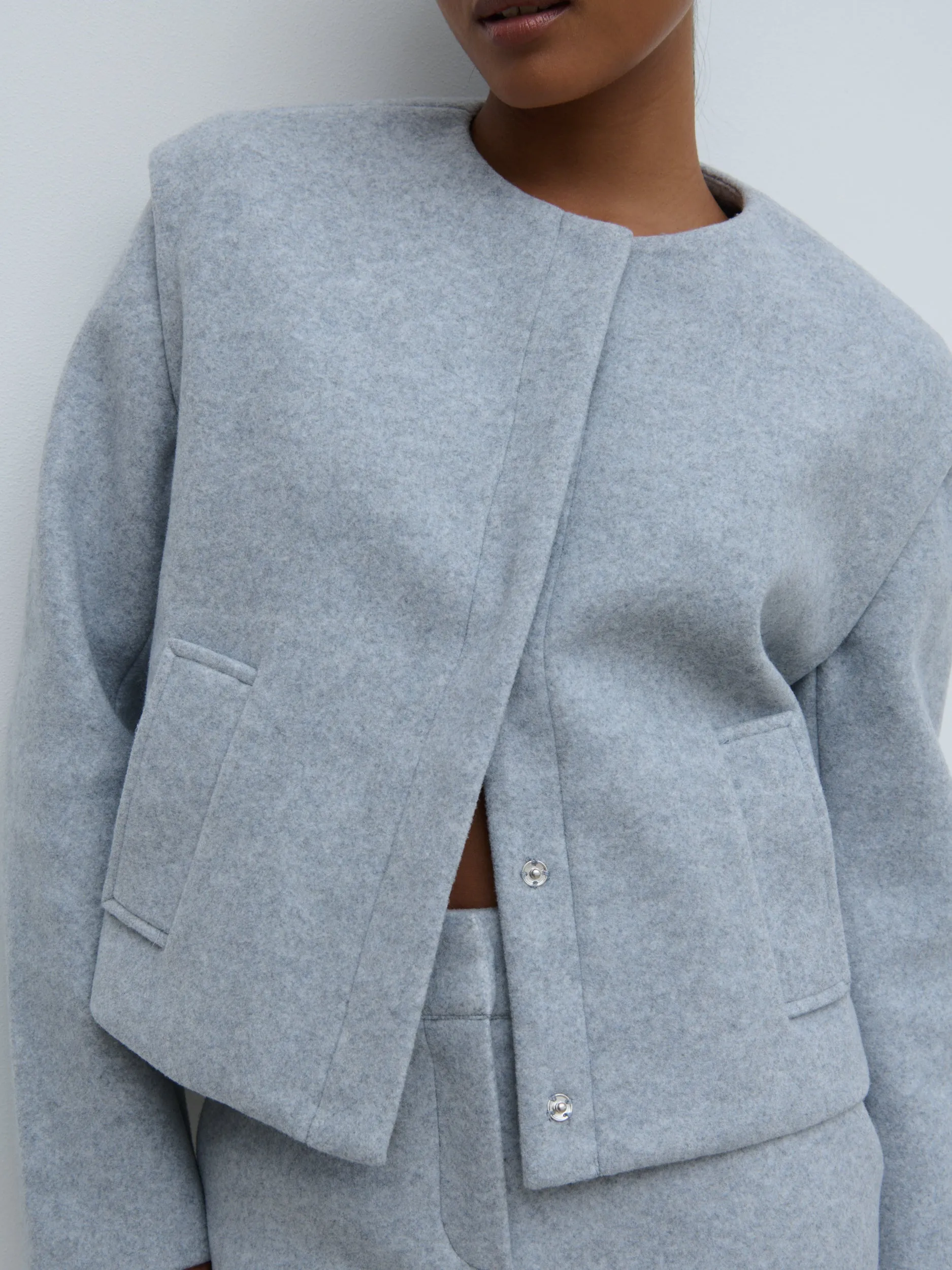 Rudy Cropped Boxy Jacket - Grey Marl