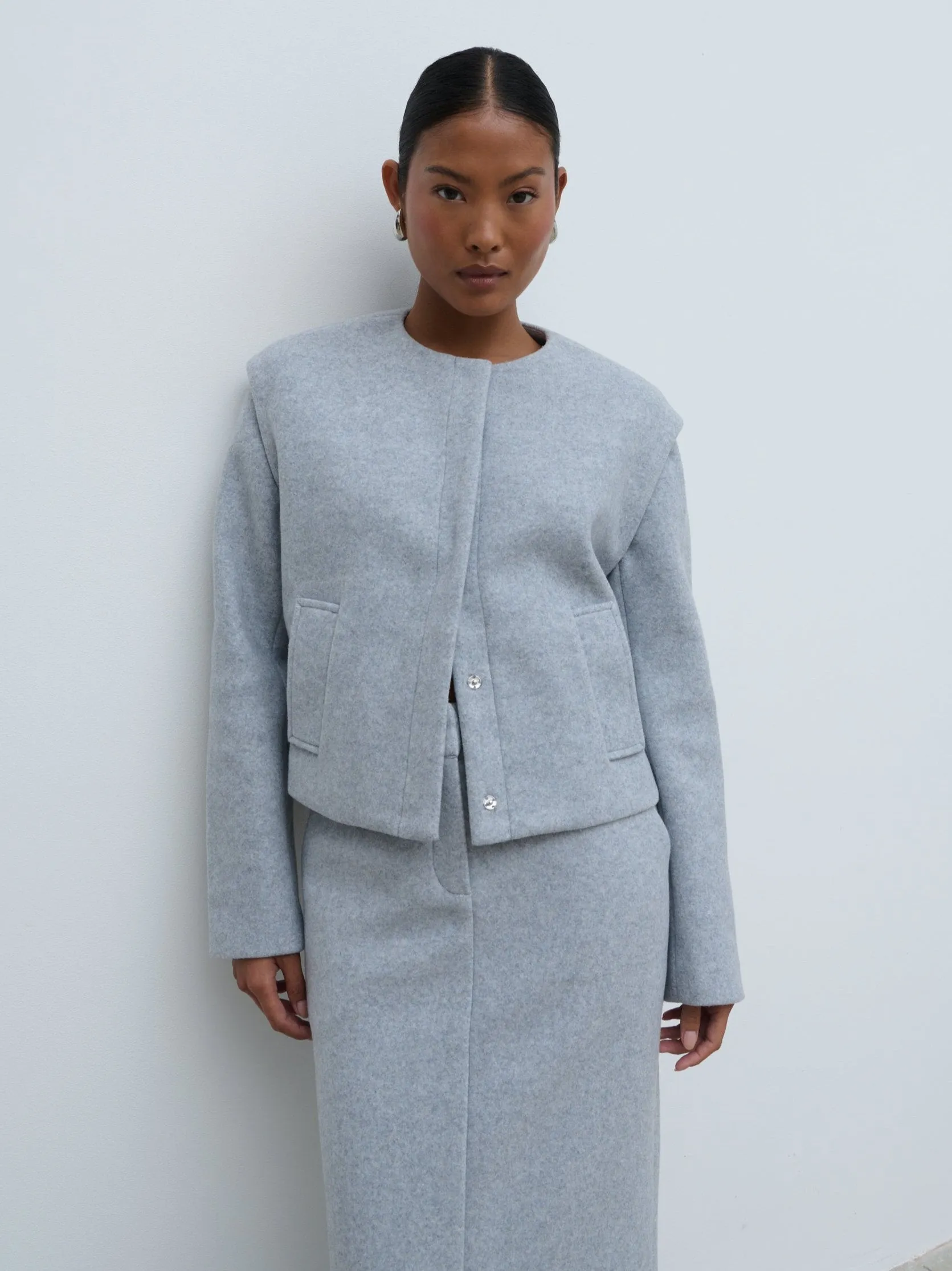 Rudy Cropped Boxy Jacket - Grey Marl