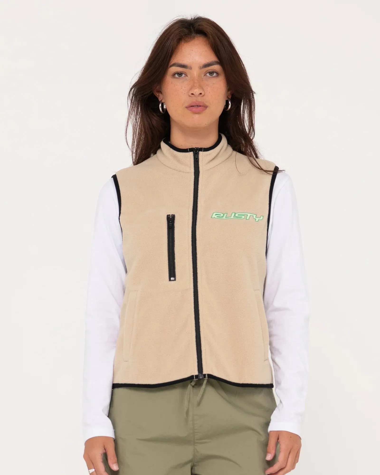 Rusty Bear Arms Zip Through Polar Fleece Vest