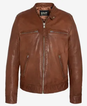 Schott cognac men's leather jacket lc newport x biker style