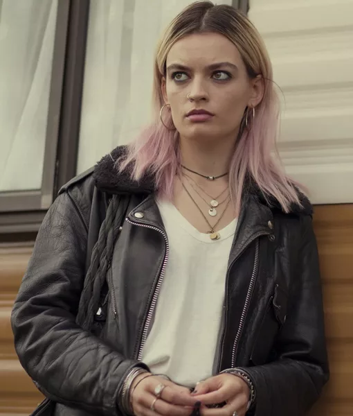 Sex Education Maeve Wiley (Emma Mackey) Black Leather Jacket - TLC