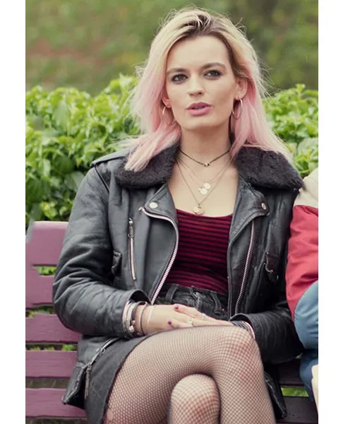 Sex Education Maeve Wiley (Emma Mackey) Black Leather Jacket - TLC