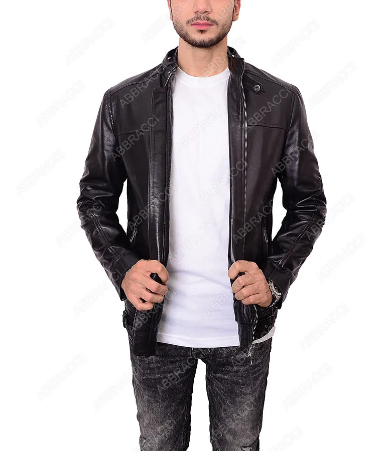 Shop Zayn Malik SlimFit Black Leather Jacket On Abbraci