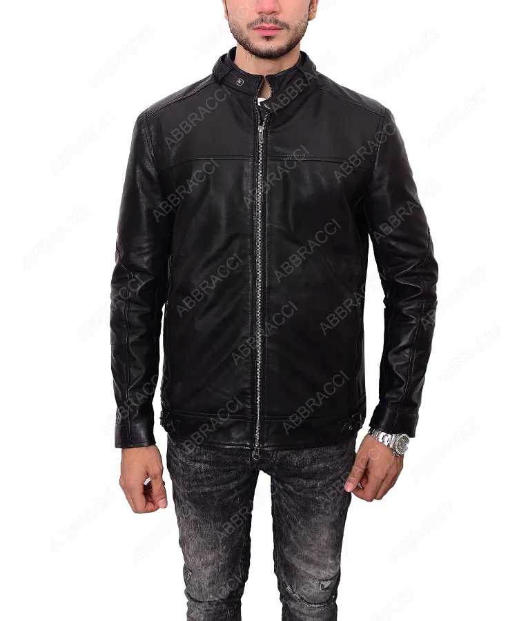 Shop Zayn Malik SlimFit Black Leather Jacket On Abbraci