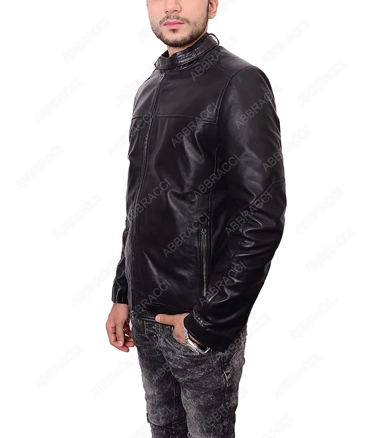 Shop Zayn Malik SlimFit Black Leather Jacket On Abbraci