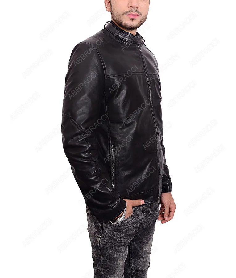 Shop Zayn Malik SlimFit Black Leather Jacket On Abbraci