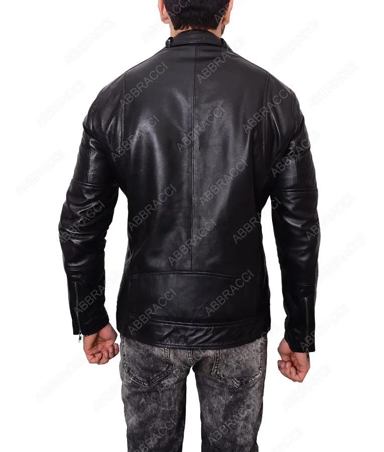 Shop Zayn Malik SlimFit Black Leather Jacket On Abbraci