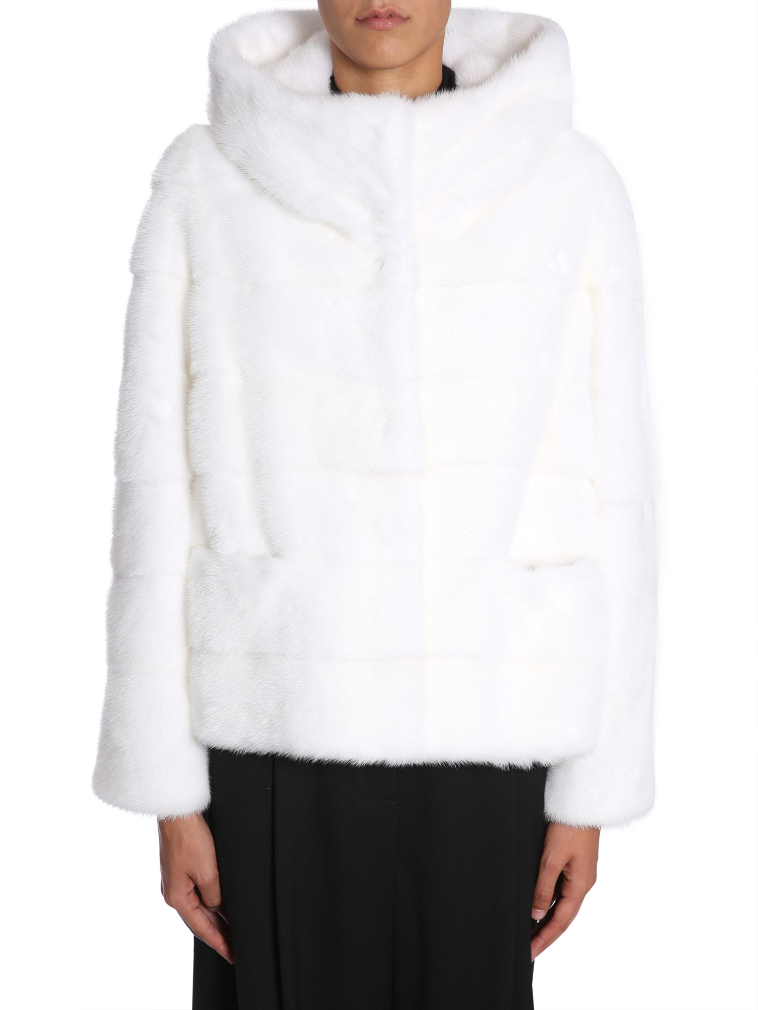 SIMONETTA RAVIZZA    HOODED MINK FUR JACKET