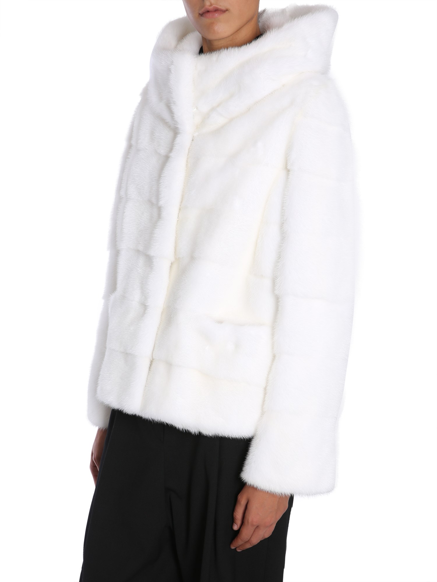 SIMONETTA RAVIZZA    HOODED MINK FUR JACKET